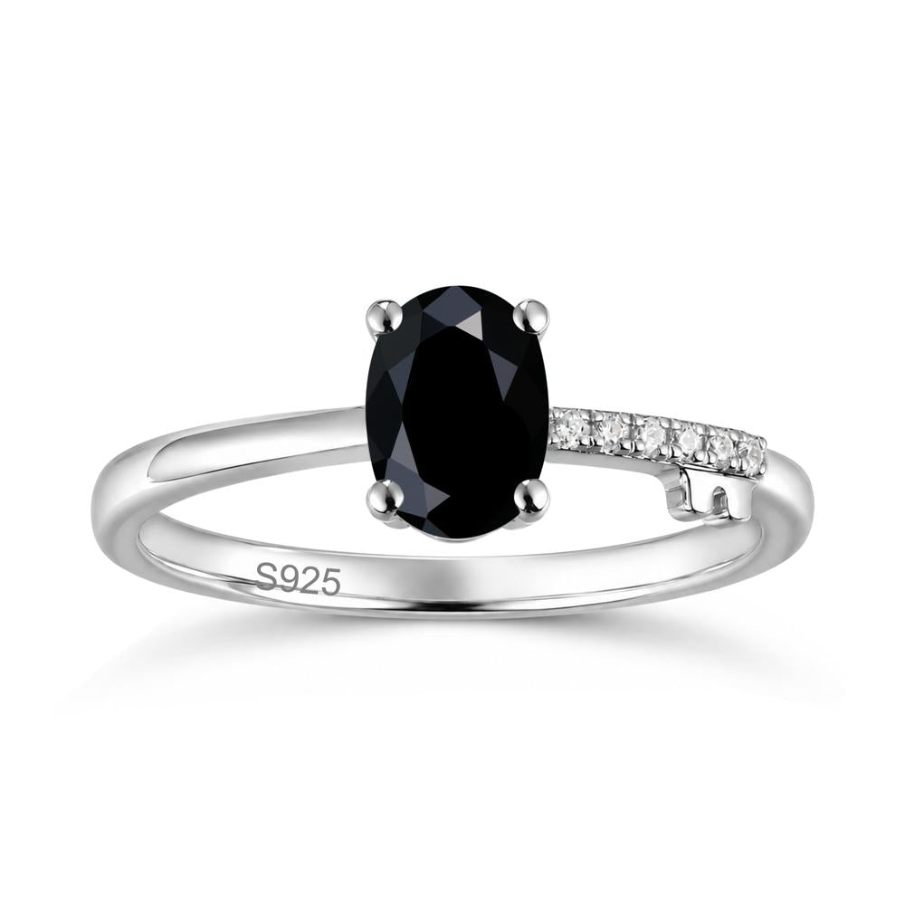 Oval Shaped Emerald Key Ring - LUO Jewelry #gemstone_Black Spinel