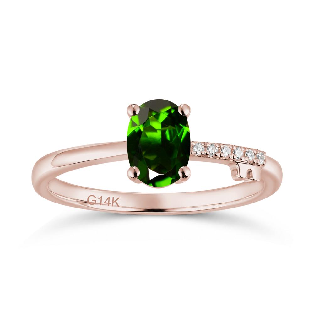 Oval Shaped Emerald Key Ring - LUO Jewelry #gemstone_Diopside