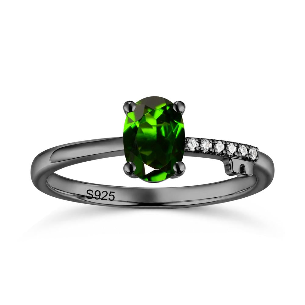 Oval Shaped Emerald Key Ring - LUO Jewelry #gemstone_Diopside