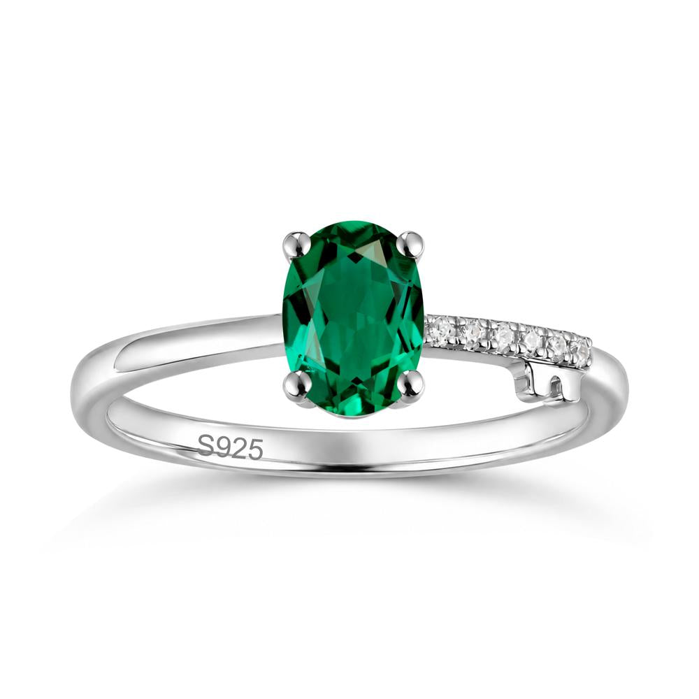 Oval Shaped Emerald Key Ring - LUO Jewelry #gemstone_Emerald