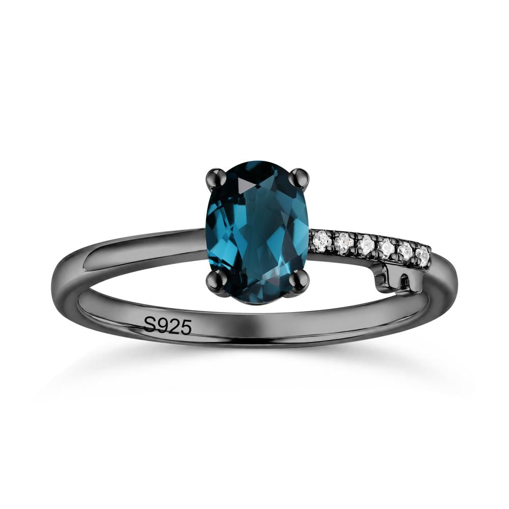 Oval Shaped Emerald Key Ring - LUO Jewelry #gemstone_London Blue Topaz