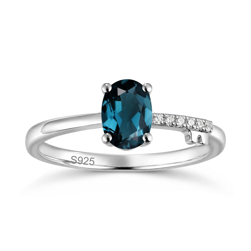 Oval Shaped Emerald Key Ring - LUO Jewelry #gemstone_London Blue Topaz