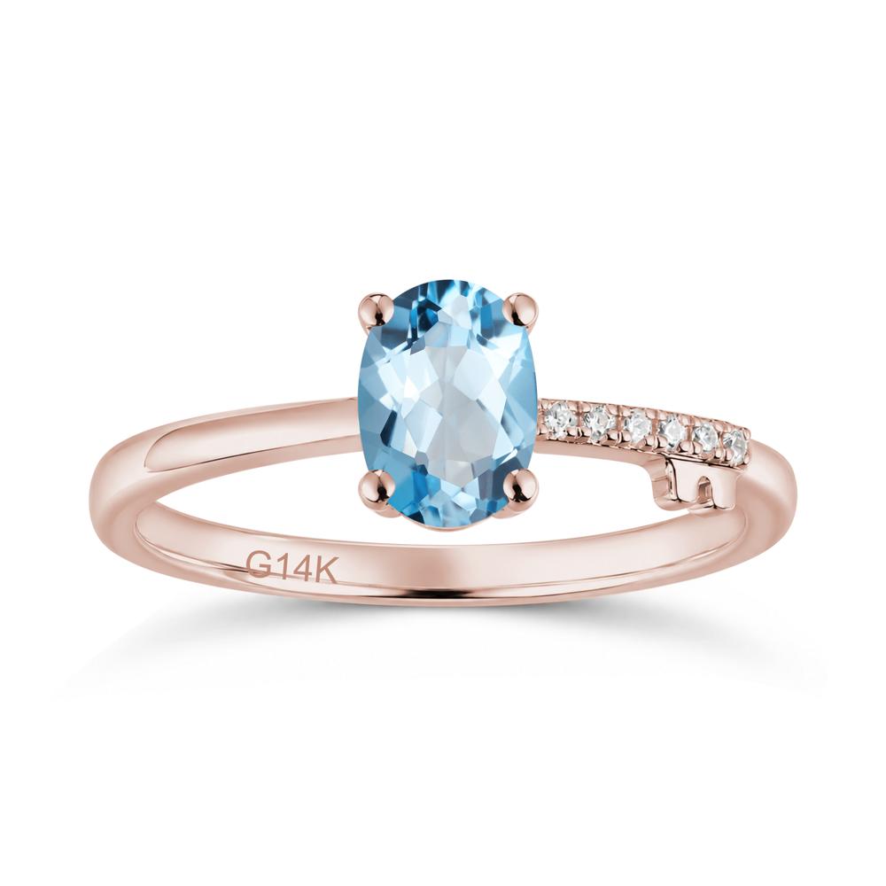 Oval Shaped Emerald Key Ring - LUO Jewelry #gemstone_Swiss Blue Topaz