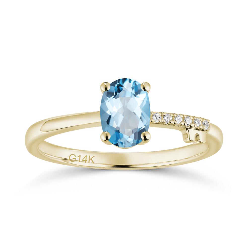 Oval Shaped Emerald Key Ring - LUO Jewelry #gemstone_Swiss Blue Topaz