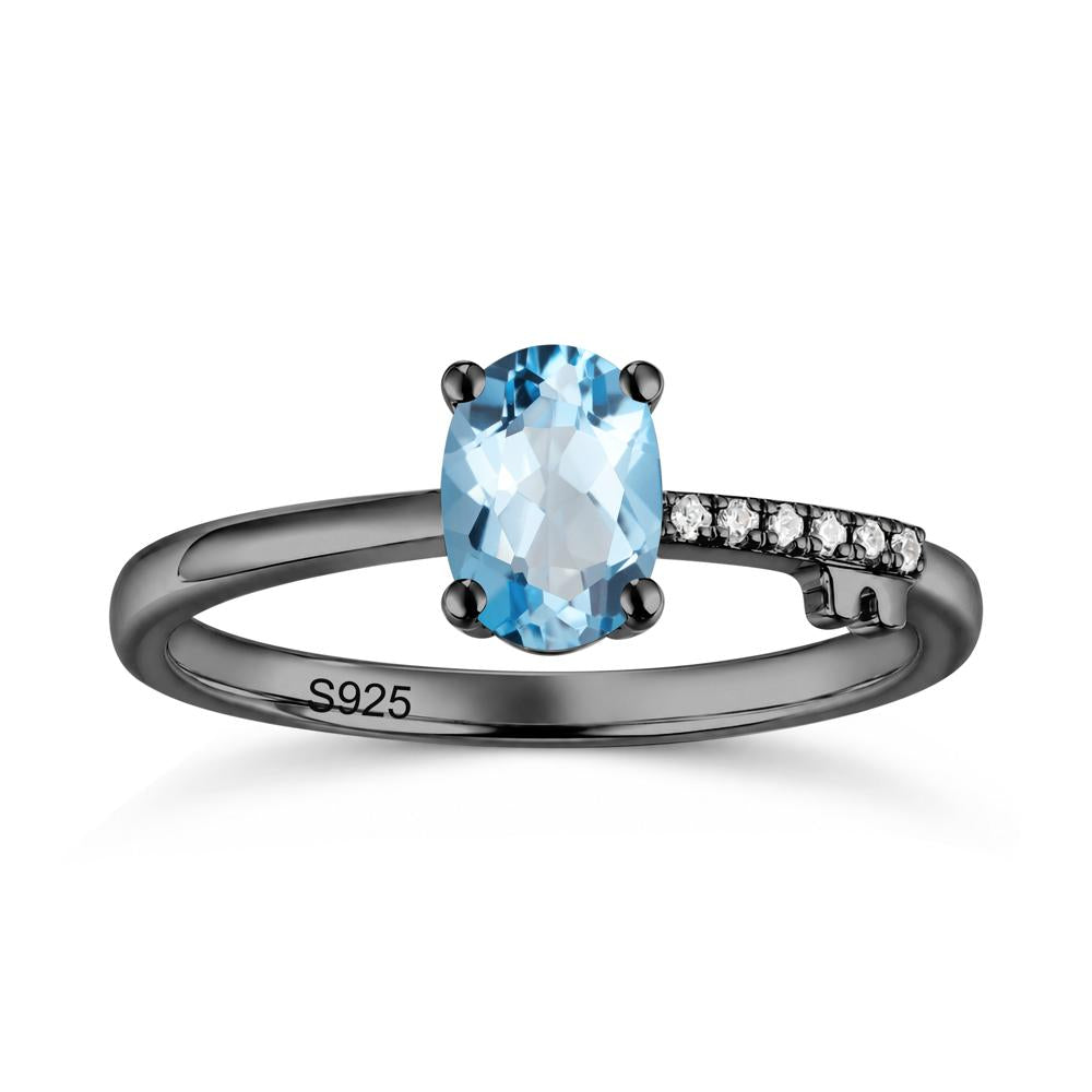 Oval Shaped Emerald Key Ring - LUO Jewelry #gemstone_Swiss Blue Topaz