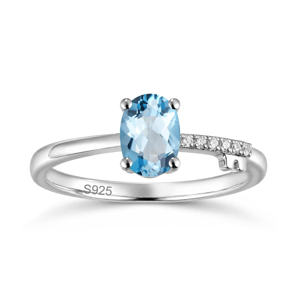 Oval Shaped Emerald Key Ring - LUO Jewelry #gemstone_Swiss Blue Topaz