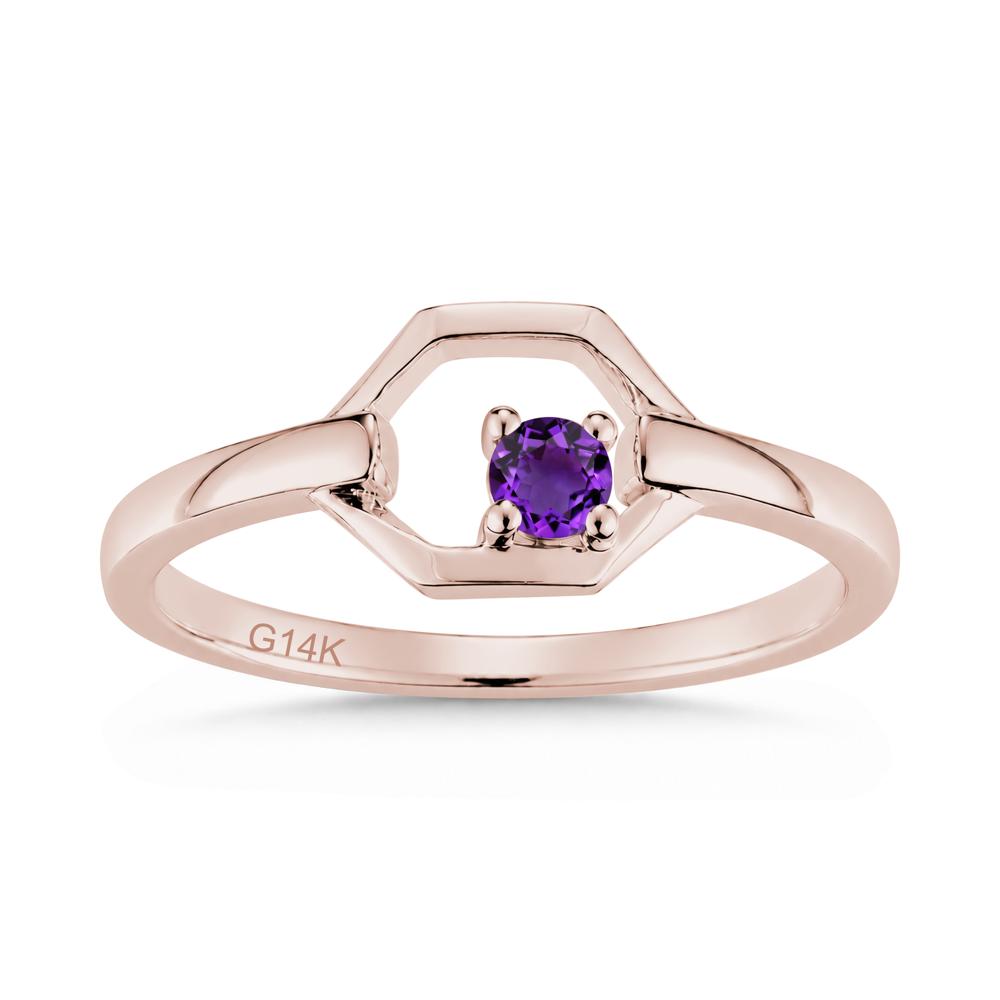 Minimalist Petite Solitaire Amethyst Ring - LUO Jewelry #gemstone_Amethyst