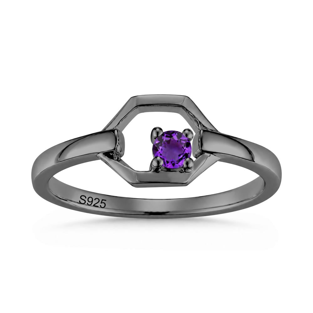 Minimalist Petite Solitaire Amethyst Ring - LUO Jewelry #gemstone_Amethyst