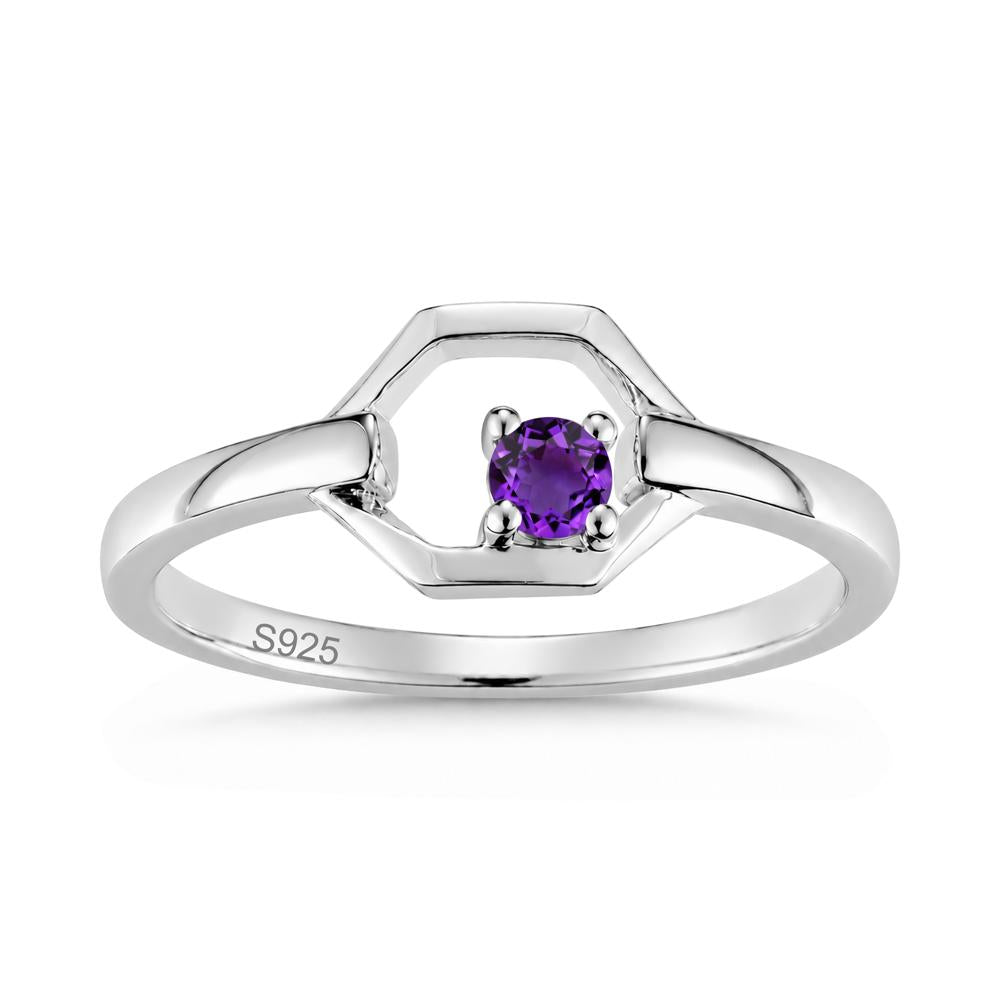Minimalist Petite Solitaire Amethyst Ring - LUO Jewelry #gemstone_Amethyst