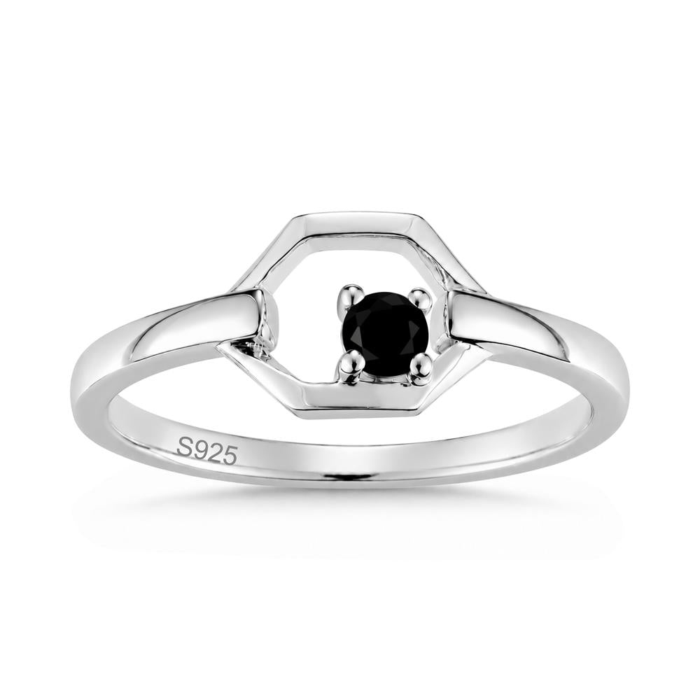 Minimalist Petite Solitaire Amethyst Ring - LUO Jewelry #gemstone_Black Spinel