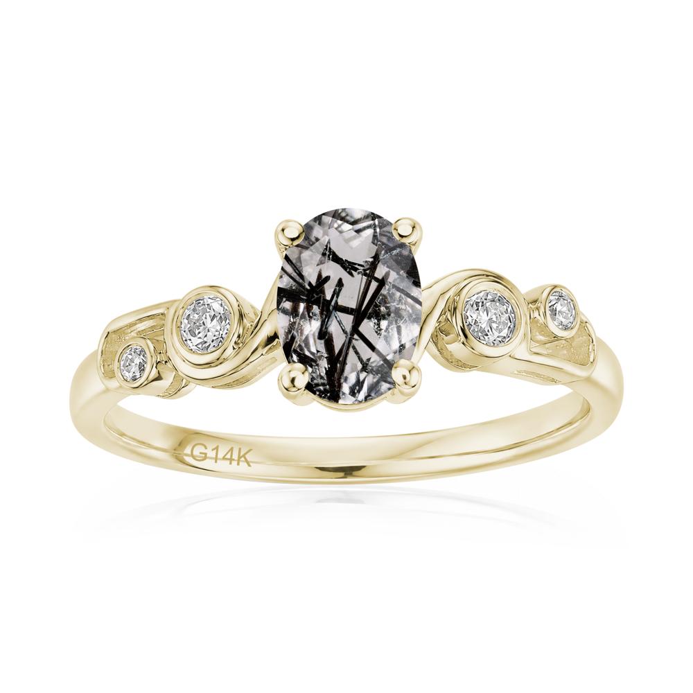 Oval Shaped London Blue Topaz Twisted Ring - LUO Jewelry #gemstone_Black Rutilated Quartz