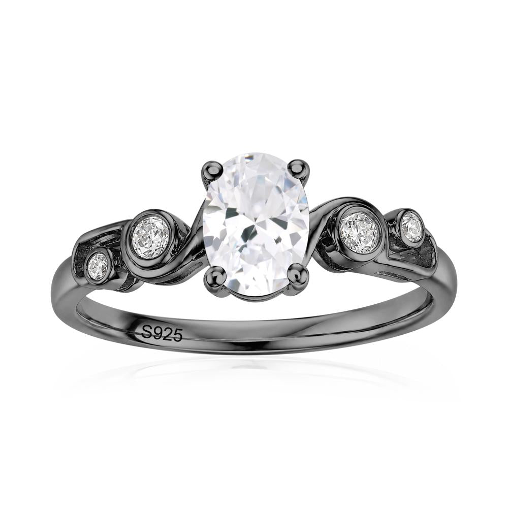 Oval Shaped London Blue Topaz Twisted Ring - LUO Jewelry #gemstone_Cubic Zirconia