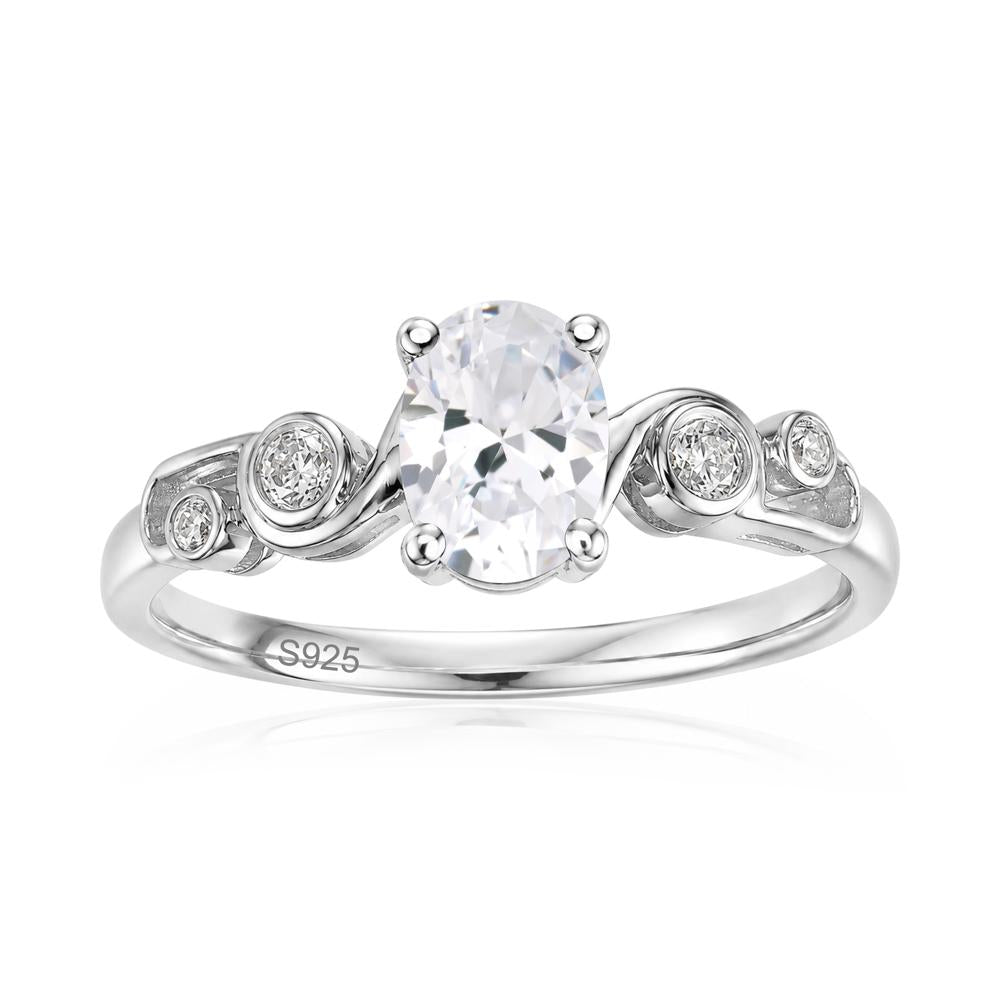 Oval Shaped London Blue Topaz Twisted Ring - LUO Jewelry #gemstone_Cubic Zirconia