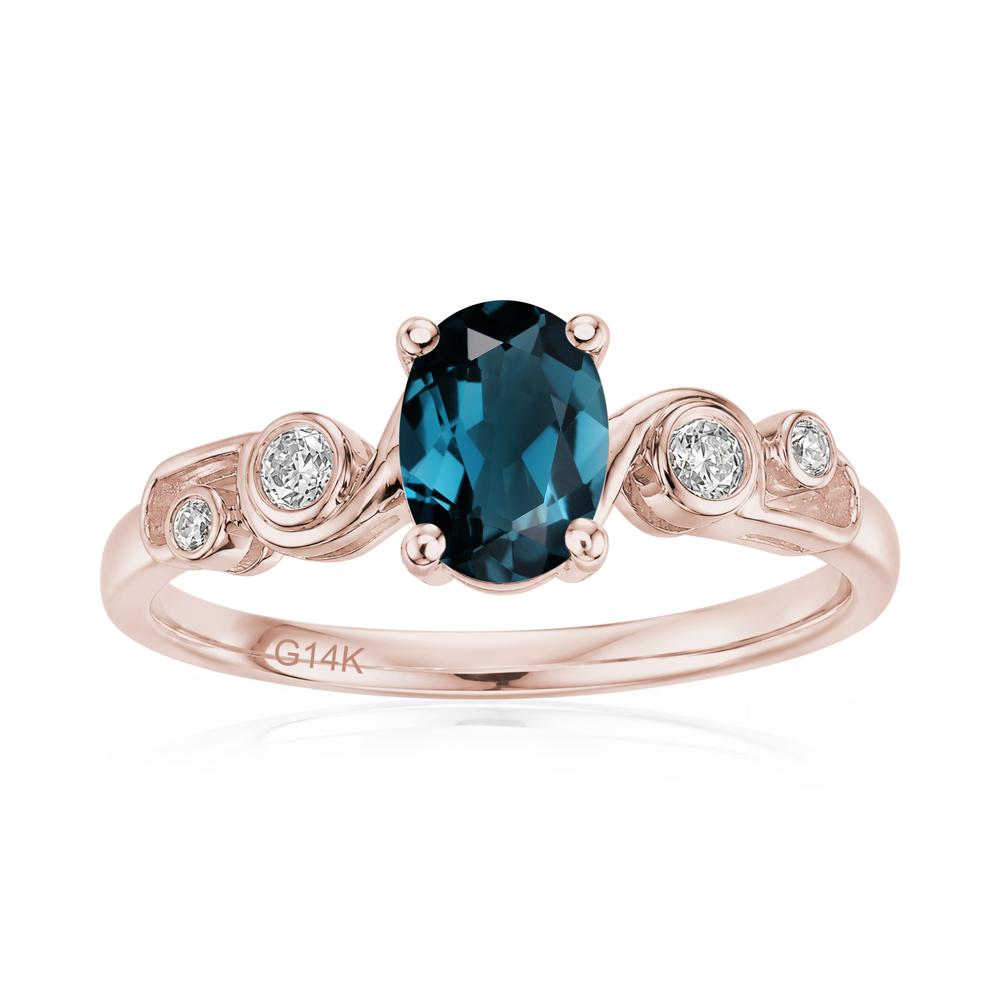 Oval Shaped London Blue Topaz Twisted Ring - LUO Jewelry #gemstone_London Blue Topaz