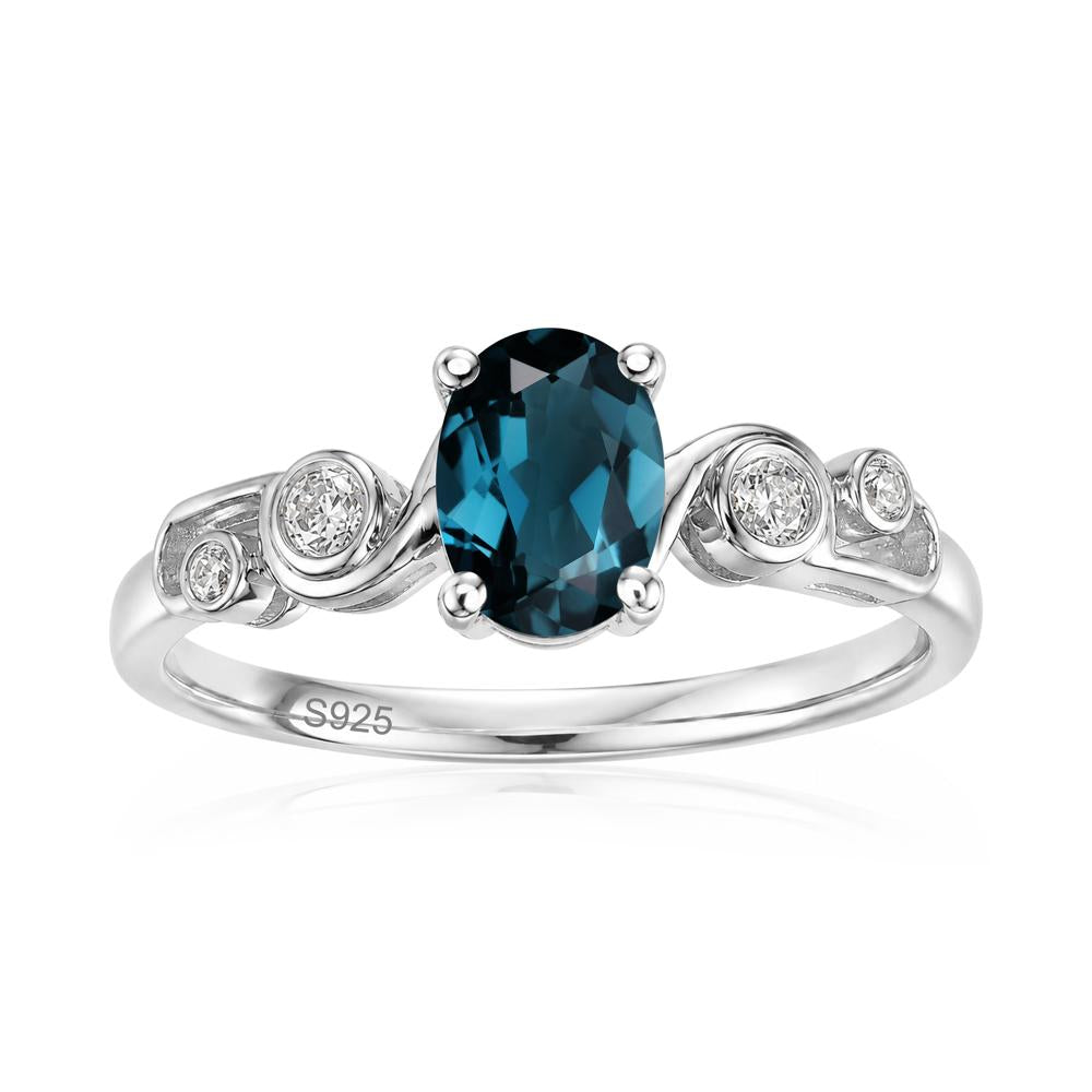 Oval Shaped London Blue Topaz Twisted Ring - LUO Jewelry #gemstone_London Blue Topaz