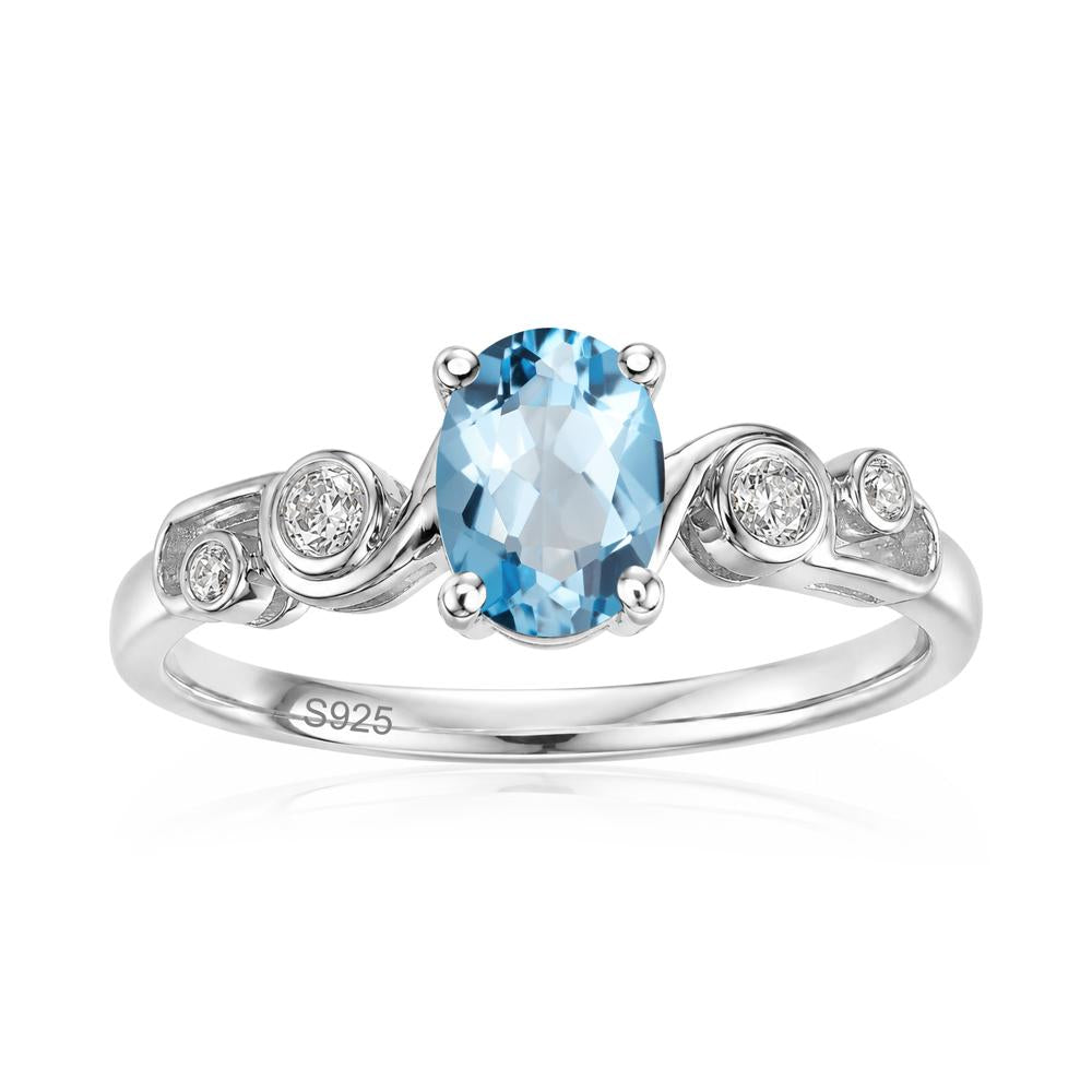 Oval Shaped London Blue Topaz Twisted Ring - LUO Jewelry #gemstone_Swiss Blue Topaz