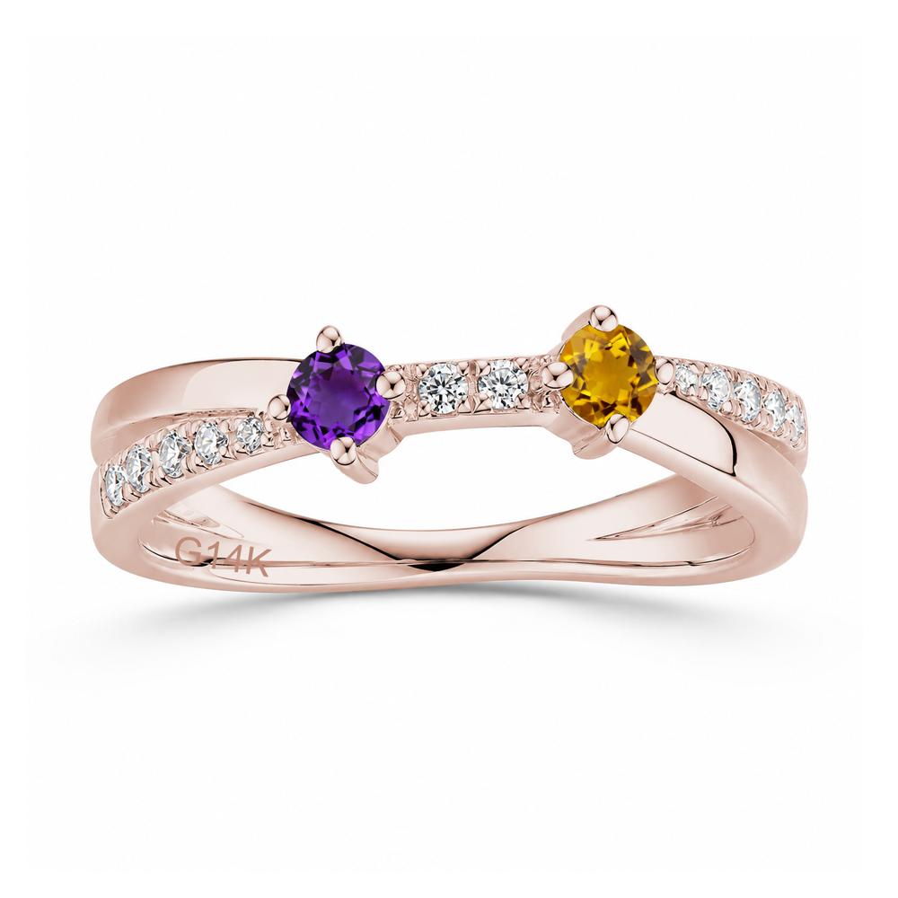 Toi Et Moi Citrine and Garnet Crossover Ring - LUO Jewelry #gemstone_Amethyst and Citrine
