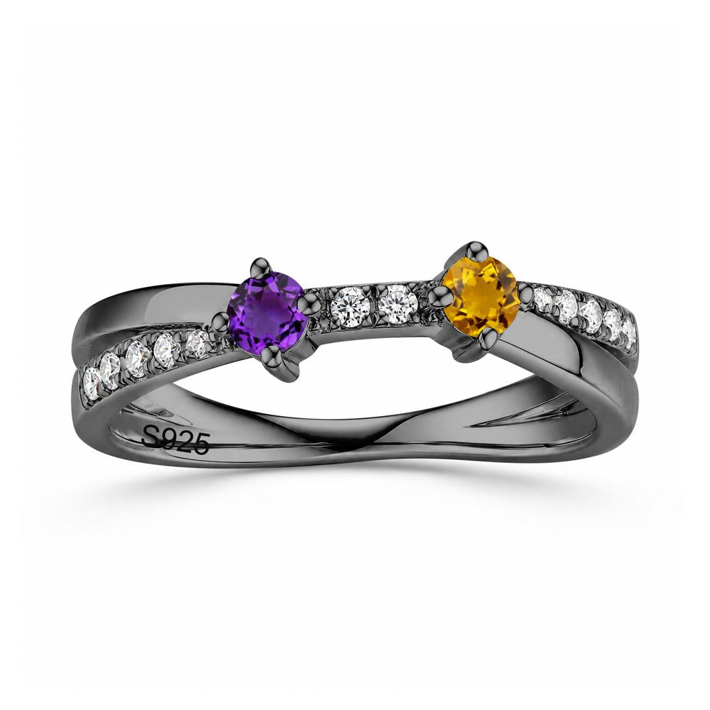 Toi Et Moi Citrine and Garnet Crossover Ring - LUO Jewelry #gemstone_Amethyst and Citrine
