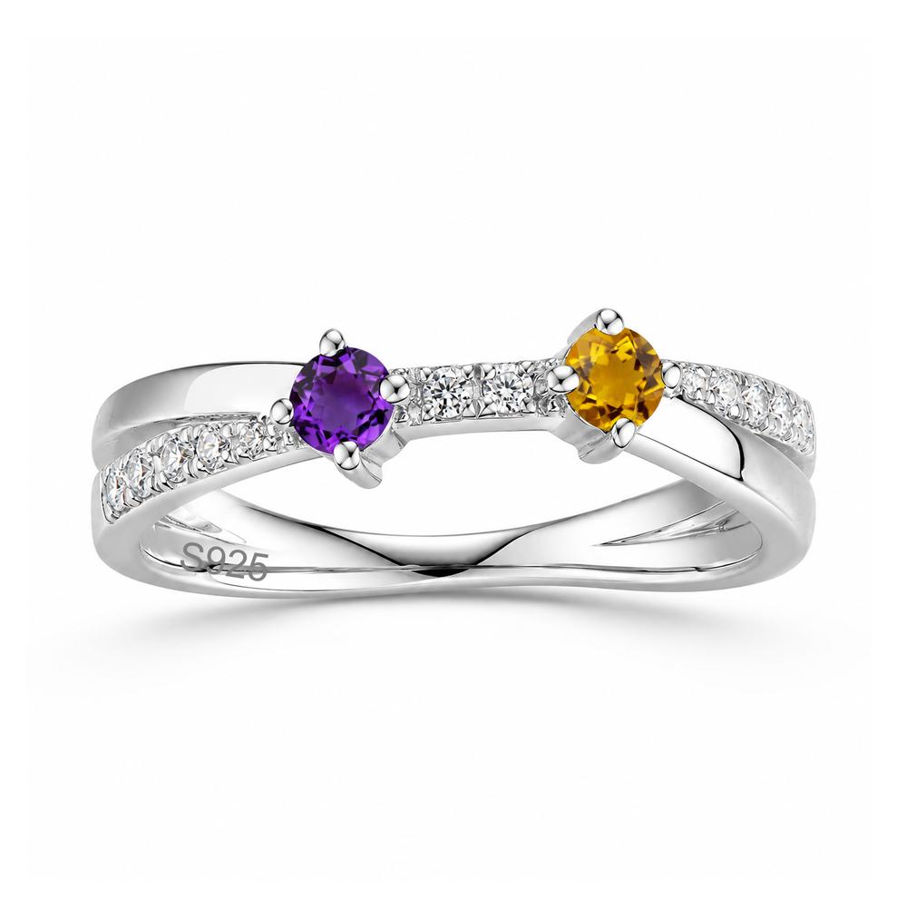Toi Et Moi Citrine and Garnet Crossover Ring - LUO Jewelry #gemstone_Amethyst and Citrine