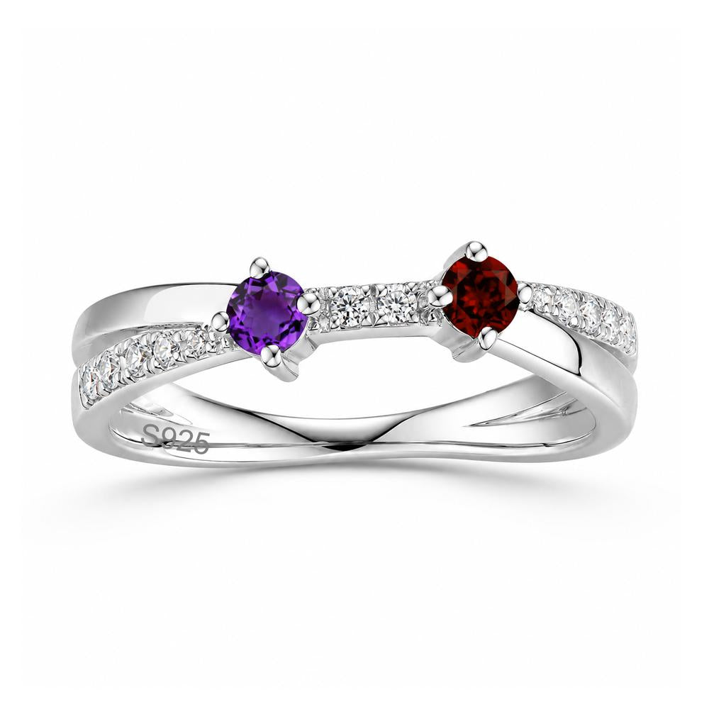 Toi Et Moi Citrine and Garnet Crossover Ring - LUO Jewelry #gemstone_Amethyst and Garnet
