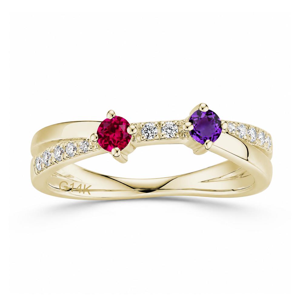 Toi Et Moi Citrine and Garnet Crossover Ring - LUO Jewelry #gemstone_Amethyst and Ruby
