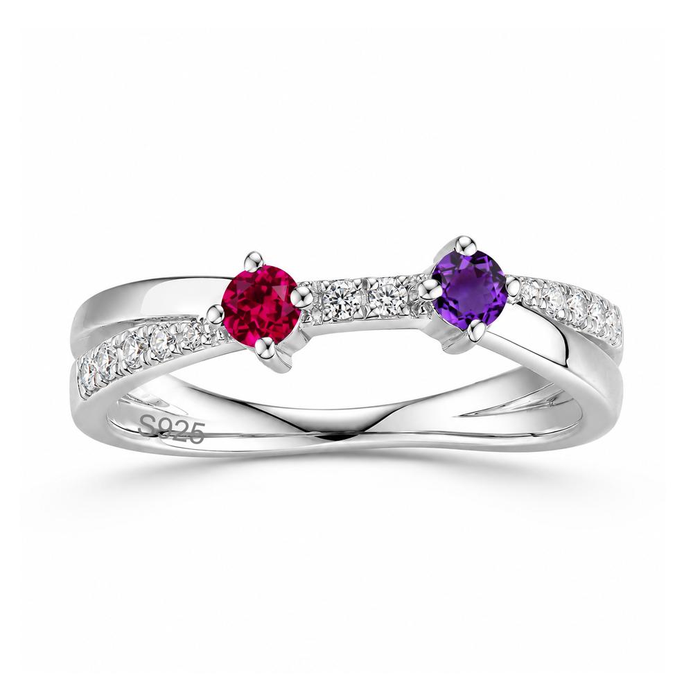 Toi Et Moi Citrine and Garnet Crossover Ring - LUO Jewelry #gemstone_Amethyst and Ruby