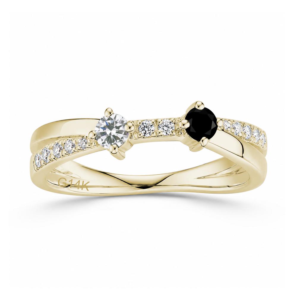 Toi Et Moi Citrine and Garnet Crossover Ring - LUO Jewelry #gemstone_Black Spinel and Cubic Zirconia