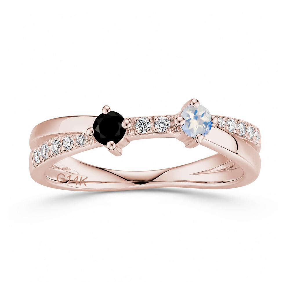 Toi Et Moi Citrine and Garnet Crossover Ring - LUO Jewelry #gemstone_Black Spinel and Moonstone
