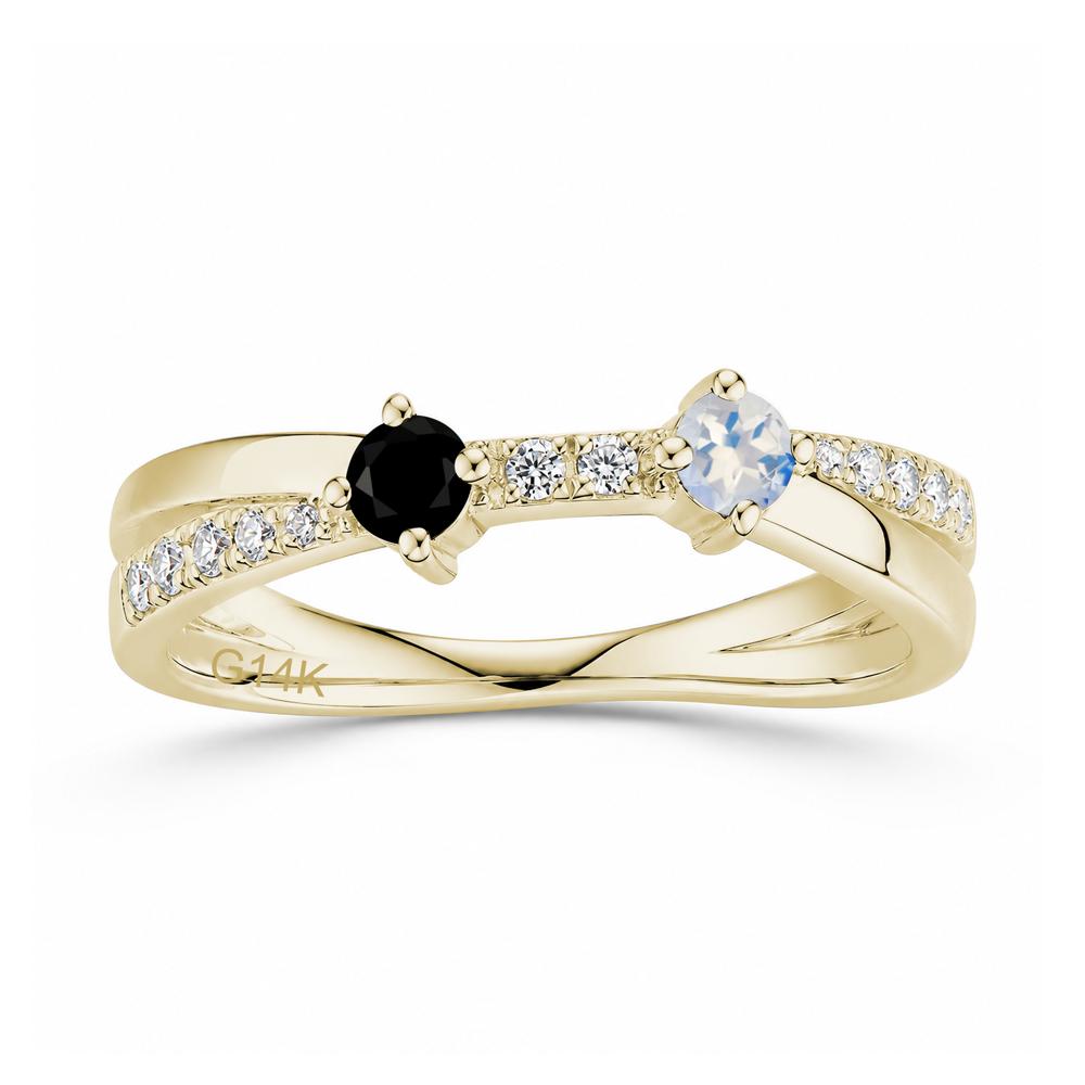 Toi Et Moi Citrine and Garnet Crossover Ring - LUO Jewelry #gemstone_Black Spinel and Moonstone
