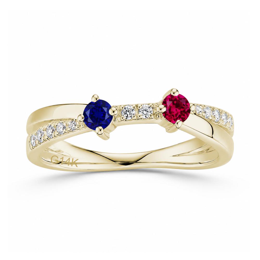 Toi Et Moi Citrine and Garnet Crossover Ring - LUO Jewelry #gemstone_Ruby and Sapphire