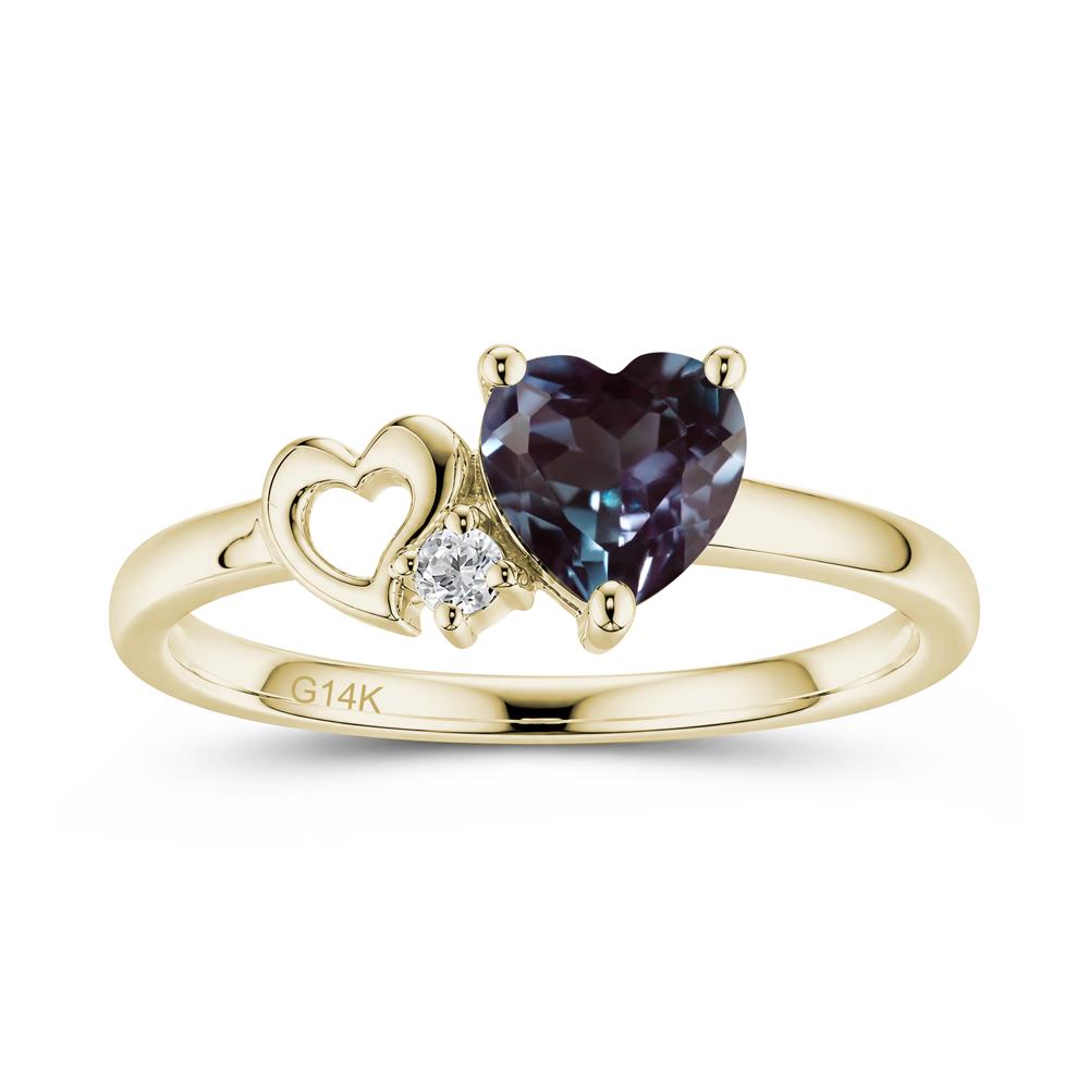 Dainty Daul Heart Amethyst Ring - LUO Jewelry #gemstone_Alexandrite