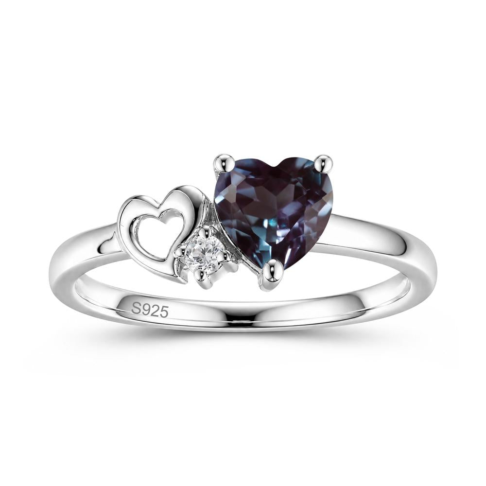 Dainty Daul Heart Amethyst Ring - LUO Jewelry #gemstone_Alexandrite