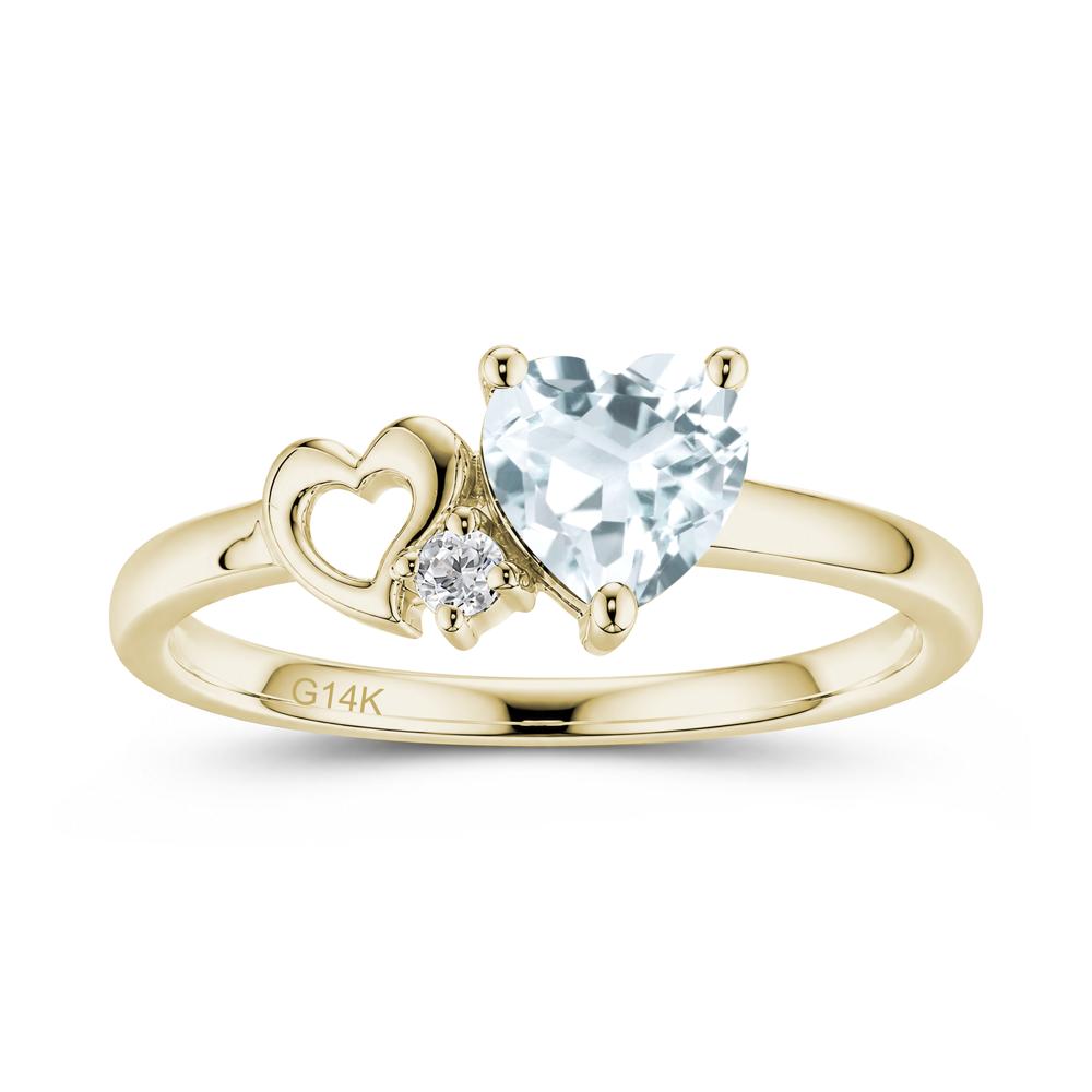 Dainty Daul Heart Amethyst Ring - LUO Jewelry #gemstone_Aquamarine