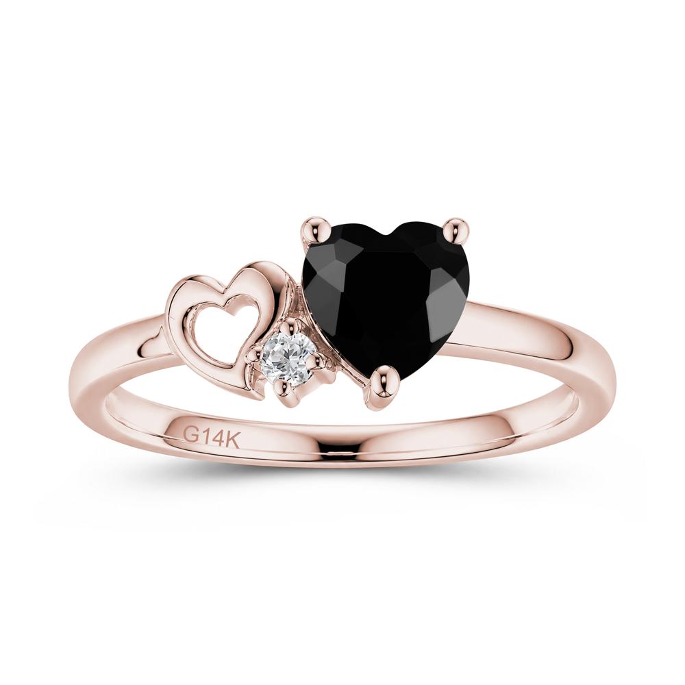 Dainty Daul Heart Amethyst Ring - LUO Jewelry #gemstone_Black Spinel