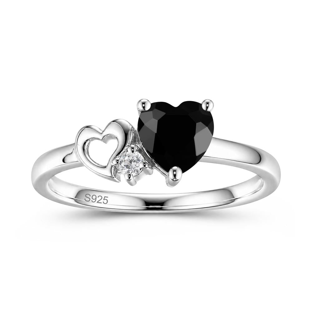 Dainty Daul Heart Amethyst Ring - LUO Jewelry #gemstone_Black Spinel