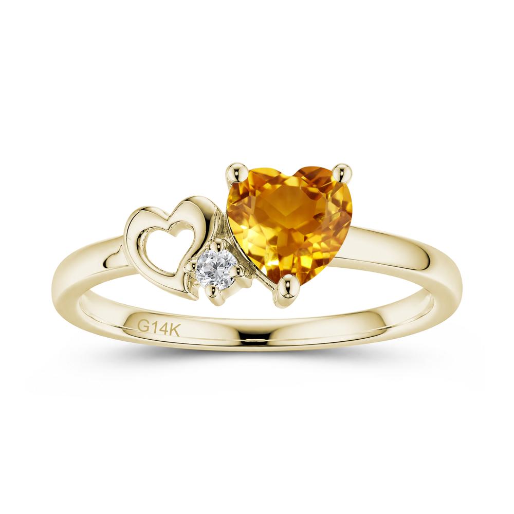 Dainty Daul Heart Amethyst Ring - LUO Jewelry #gemstone_Citrine