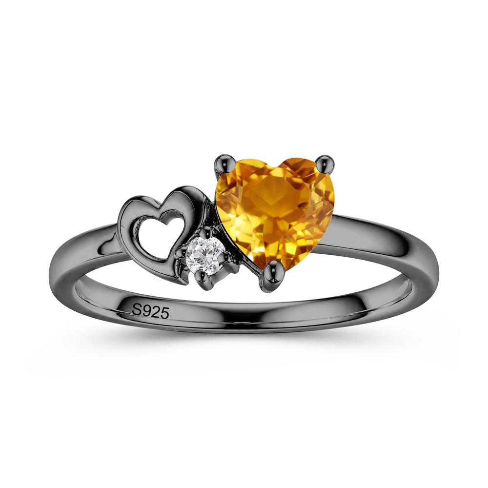 Dainty Daul Heart Amethyst Ring - LUO Jewelry #gemstone_Citrine