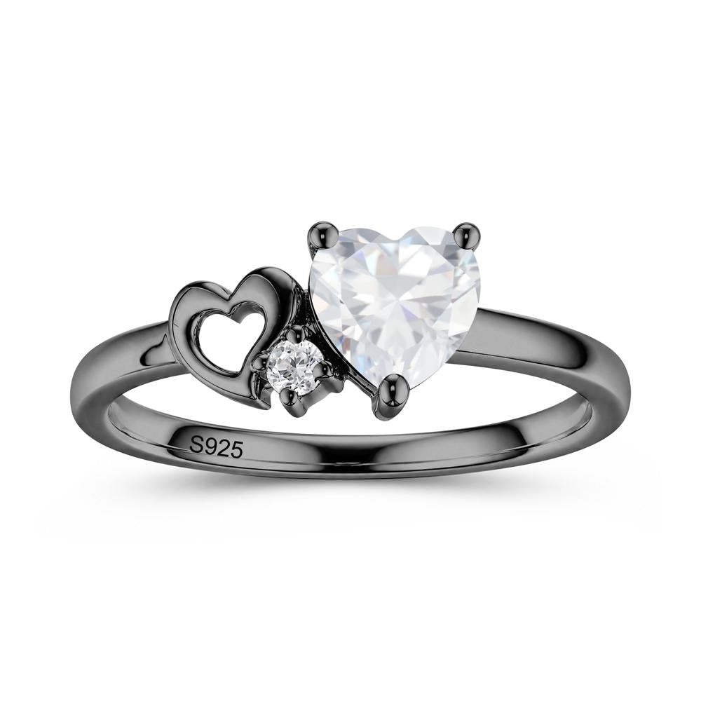 Dainty Daul Heart Amethyst Ring - LUO Jewelry #gemstone_Cubic Zirconia