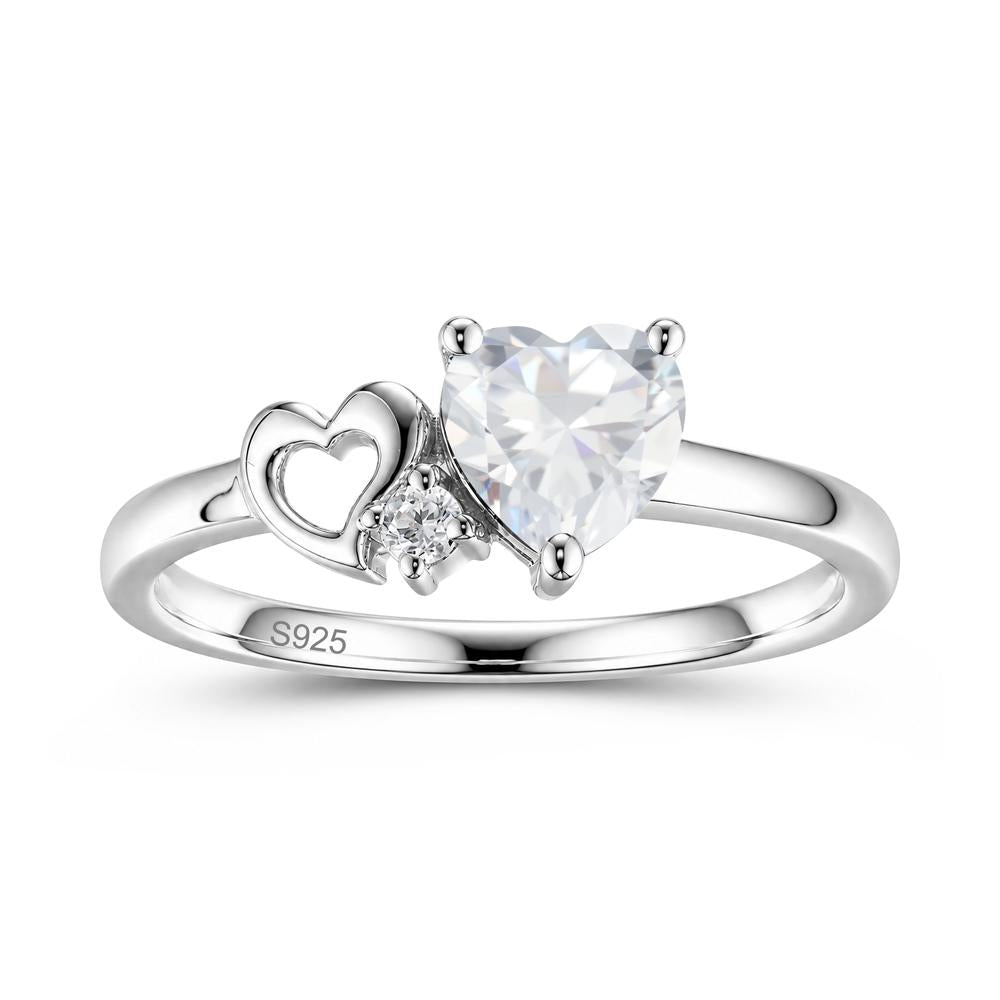 Dainty Daul Heart Amethyst Ring - LUO Jewelry #gemstone_Cubic Zirconia