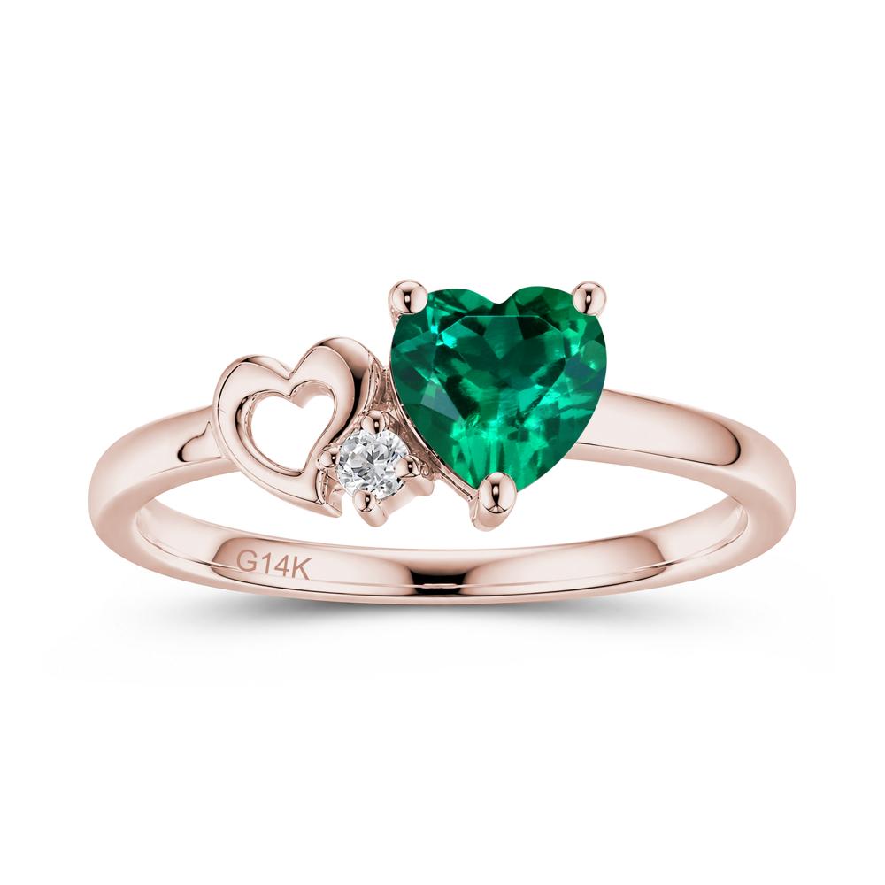 Dainty Daul Heart Amethyst Ring - LUO Jewelry #gemstone_Emerald