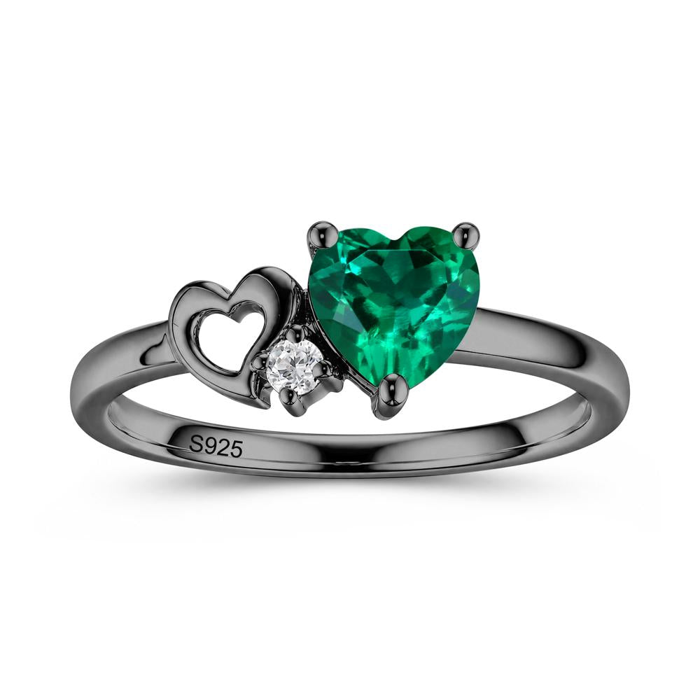 Dainty Daul Heart Amethyst Ring - LUO Jewelry #gemstone_Emerald