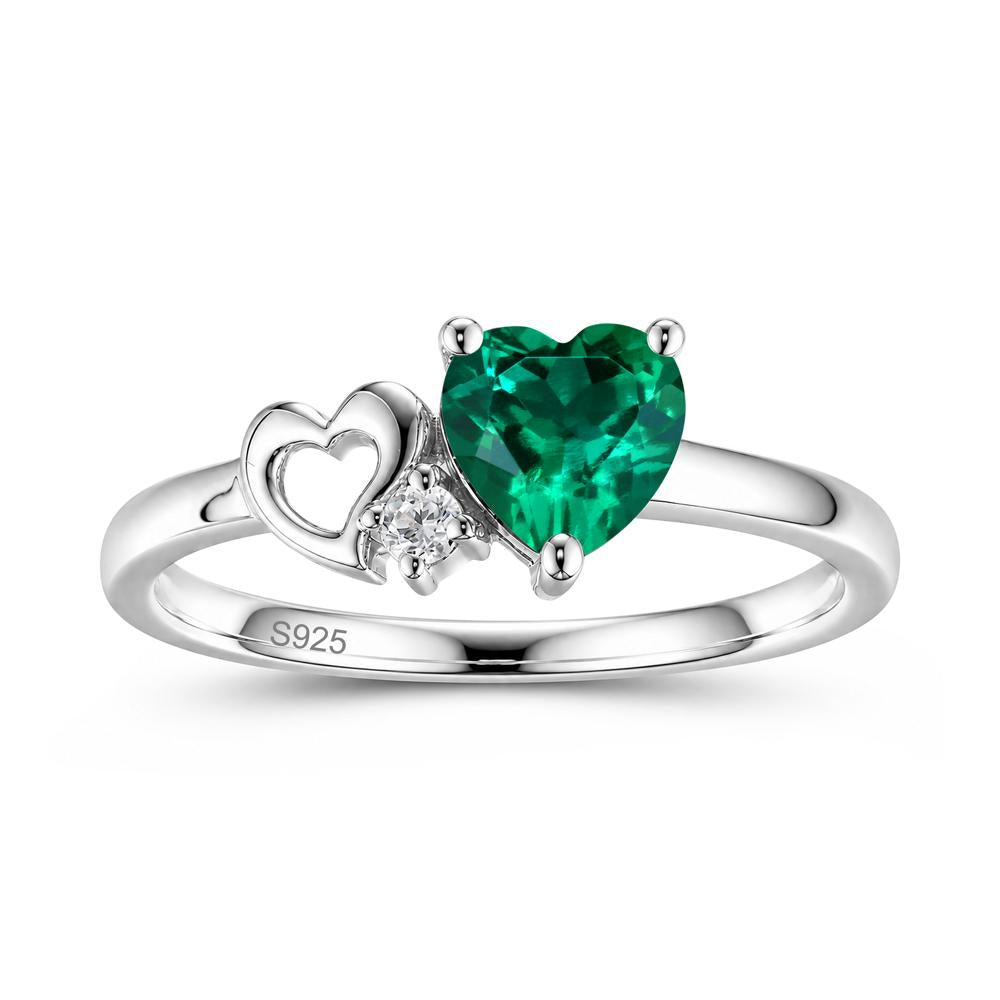 Dainty Daul Heart Amethyst Ring - LUO Jewelry #gemstone_Emerald