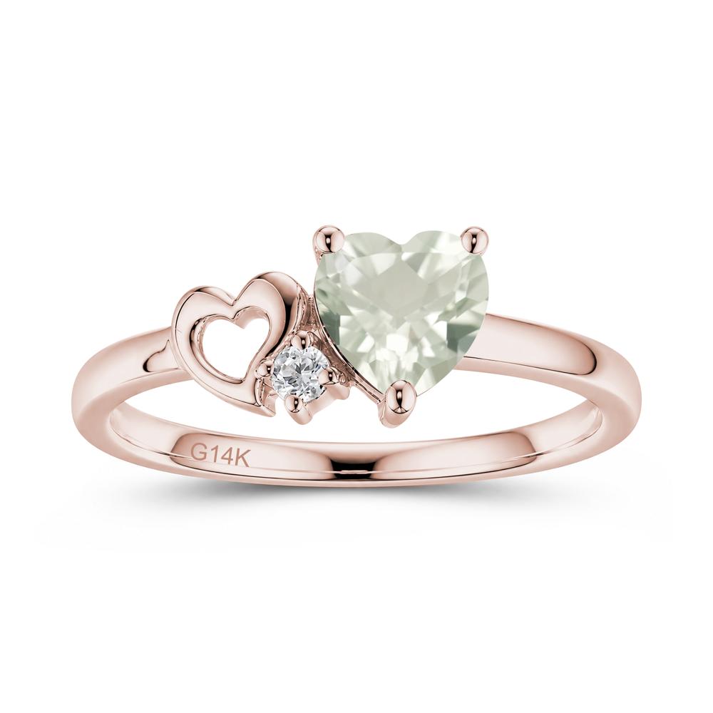Dainty Daul Heart Amethyst Ring - LUO Jewelry #gemstone_Green Amethyst