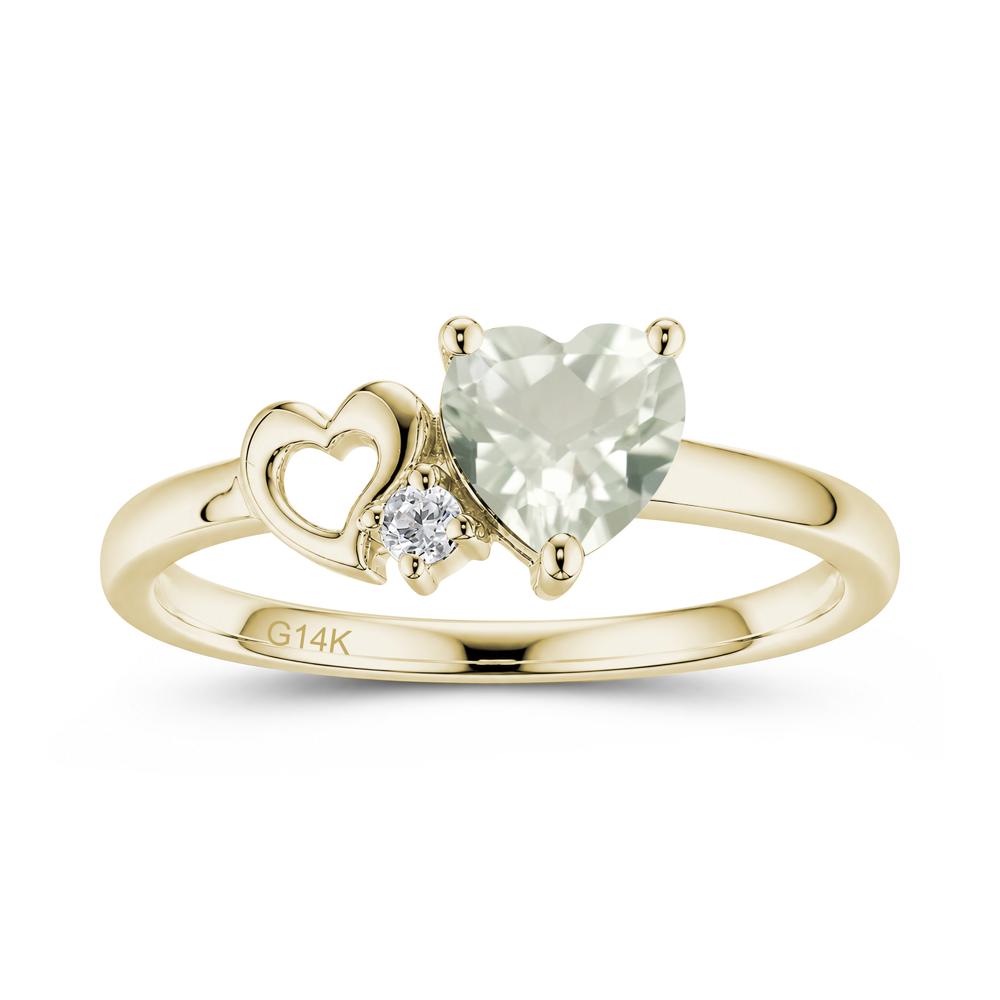 Dainty Daul Heart Amethyst Ring - LUO Jewelry #gemstone_Green Amethyst
