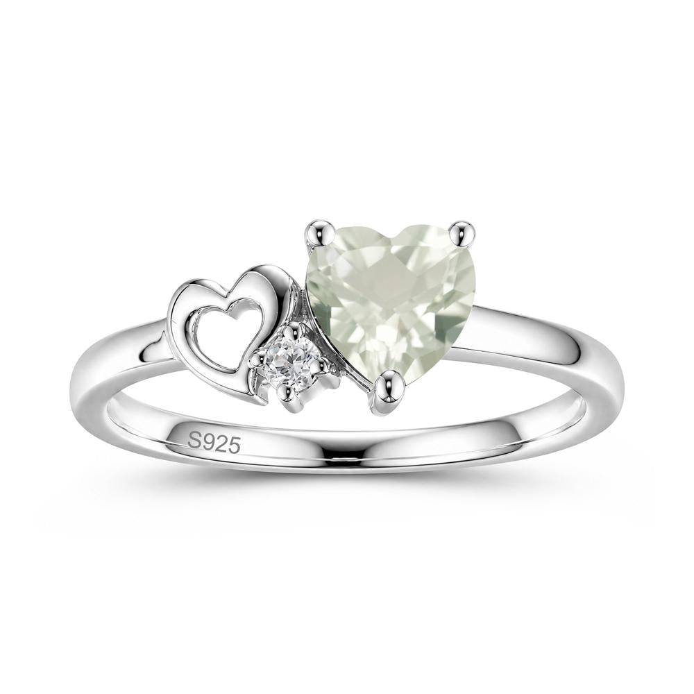 Dainty Daul Heart Amethyst Ring - LUO Jewelry #gemstone_Green Amethyst