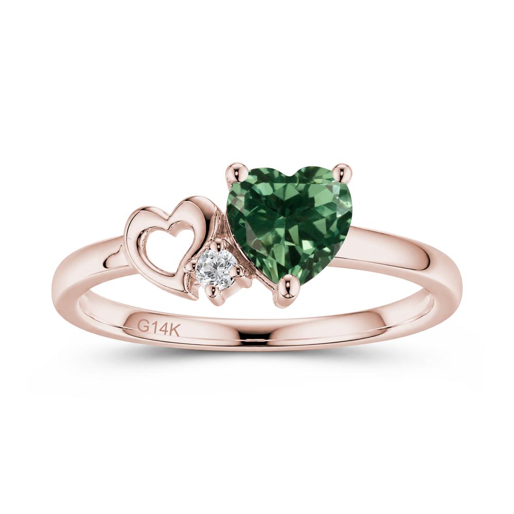 Dainty Daul Heart Amethyst Ring - LUO Jewelry #gemstone_Green Sapphire