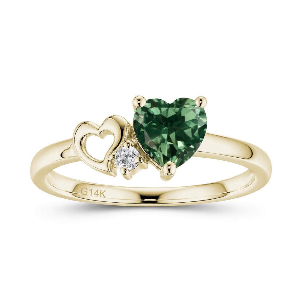 Dainty Daul Heart Amethyst Ring - LUO Jewelry #gemstone_Green Sapphire
