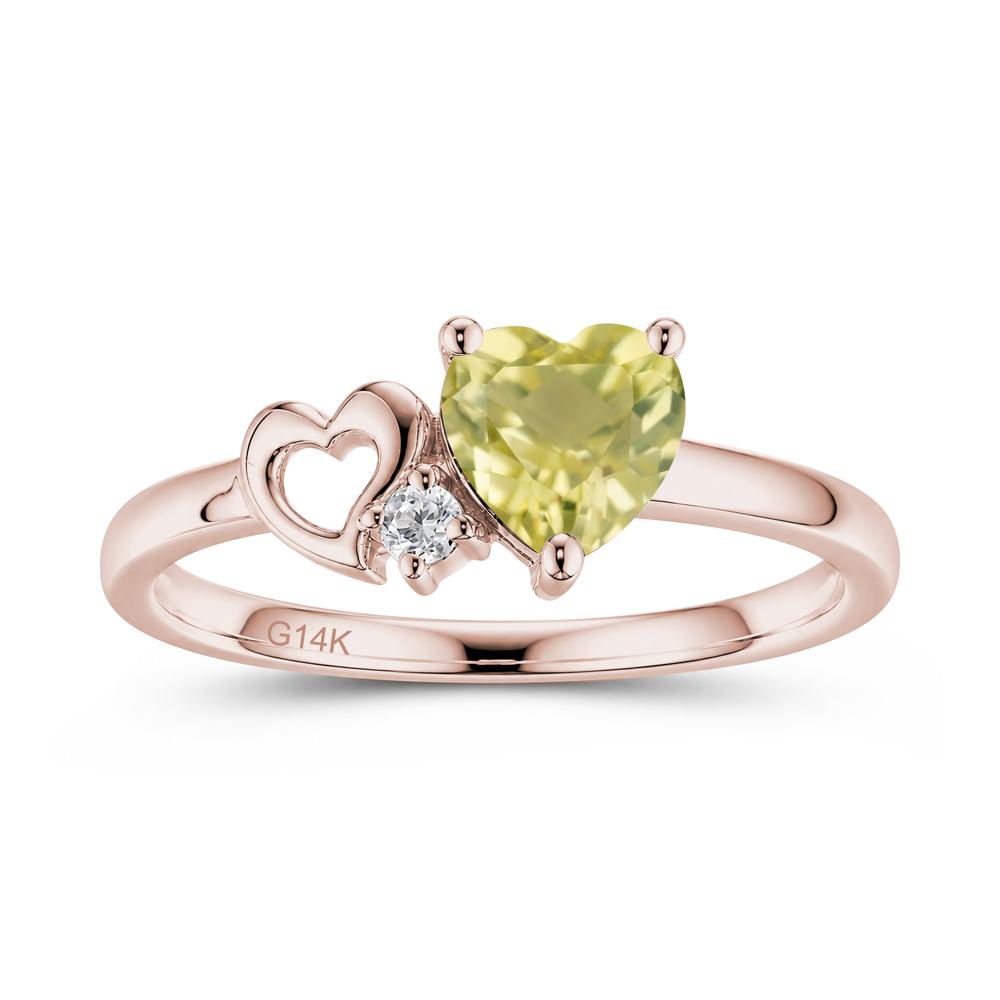 Dainty Daul Heart Amethyst Ring - LUO Jewelry #gemstone_Lemon Quartz