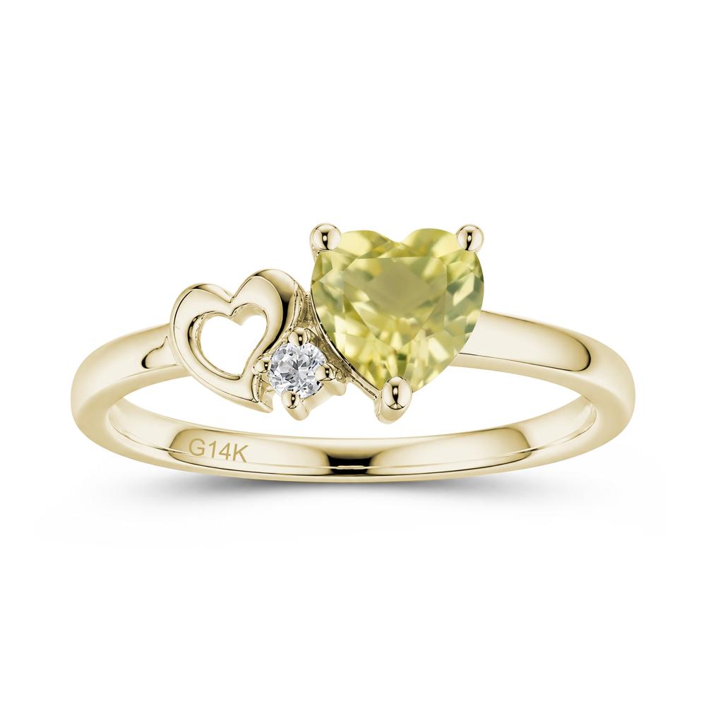Dainty Daul Heart Amethyst Ring - LUO Jewelry #gemstone_Lemon Quartz