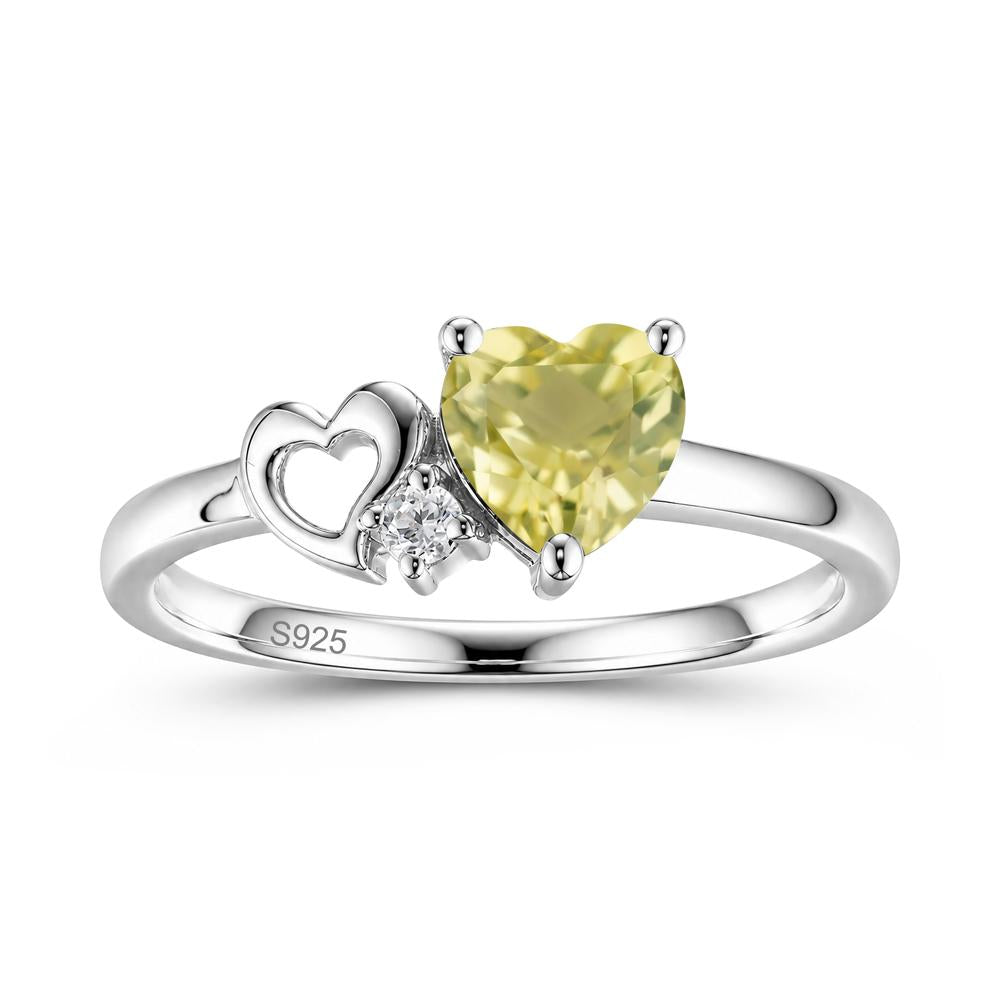 Dainty Daul Heart Amethyst Ring - LUO Jewelry #gemstone_Lemon Quartz